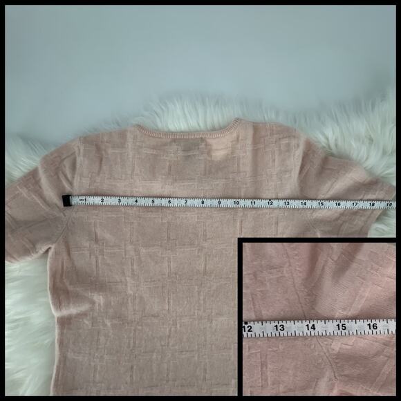 Casual Corner 100% Cashmere Short Sleeve Crew Pullover Sweater Baby Pink Medium - Picture 8 of 11
